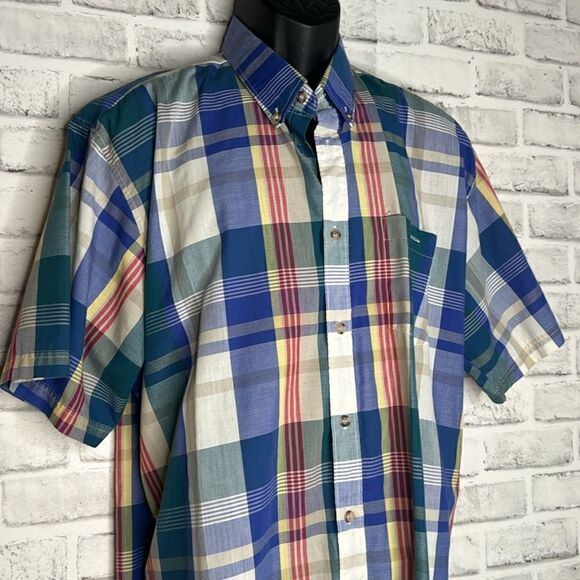 VTG Southern Classics Short Sleeve Plaid Button Down Shirt Size Large - Picture 2 of 4